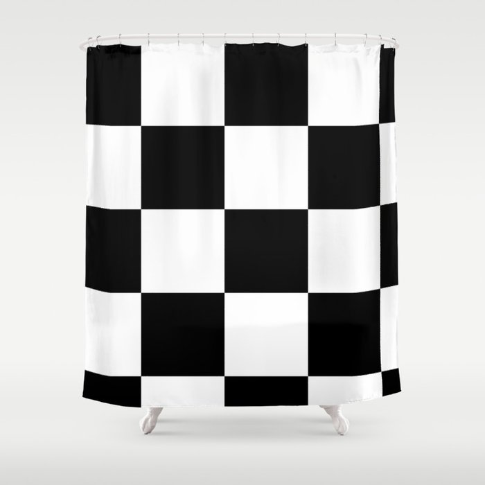 Black and White Checkers Shower Curtain