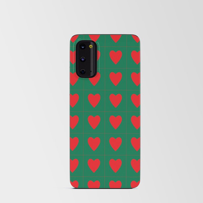 Teal red hearts pattern Android Card Case