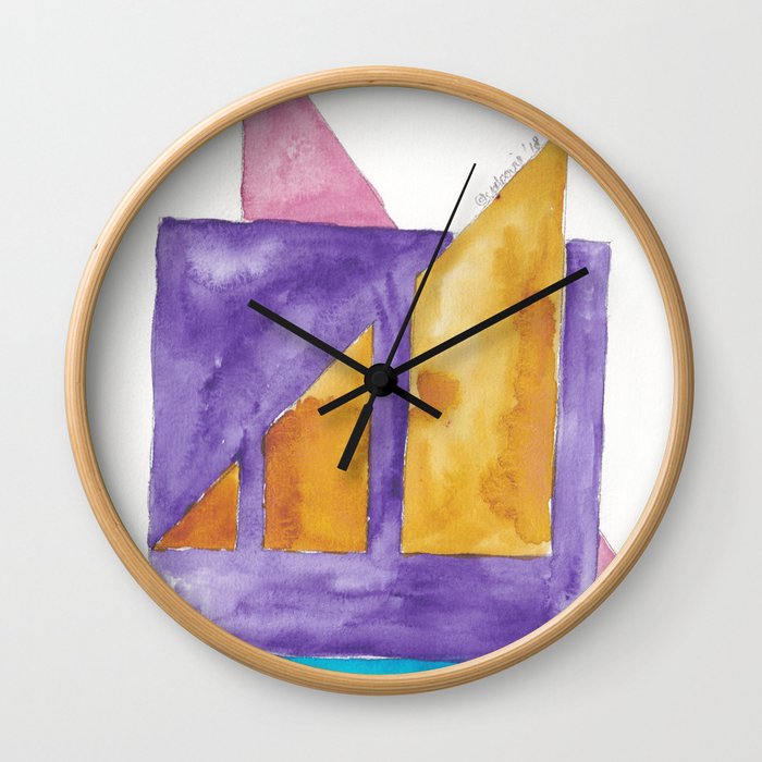 180818 Geometrical Watercolour 2| Colorful Abstract | Modern Watercolor Art Wall Clock