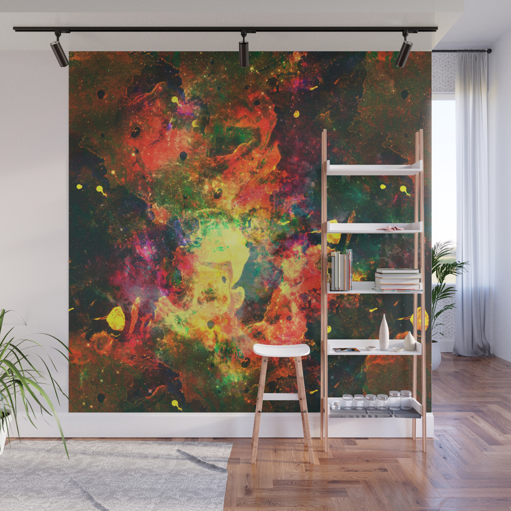 Colorful Watercolor Abstract Background. Multicolor Grunge Psychedelic Red Green Texture Tie Dye Wall Mural by abstract51