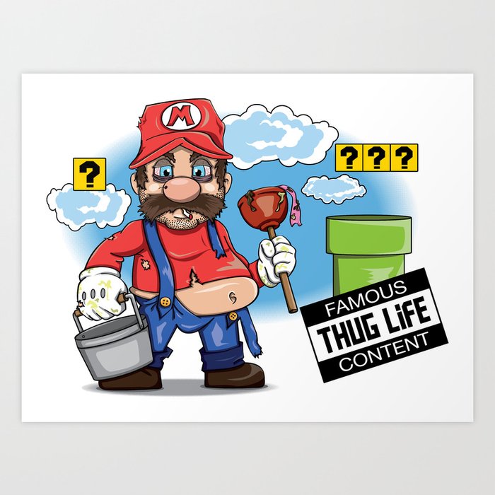 Mario Thug Life Art Print
