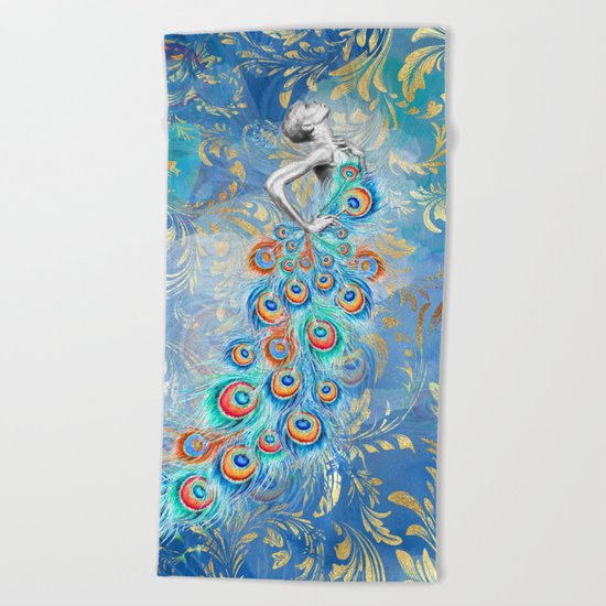 Feather peacock #17 Beach Towel