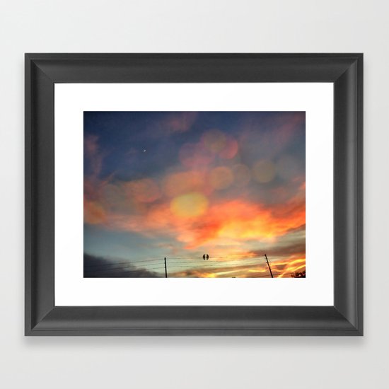 Love birds in the sunset Framed Art Print