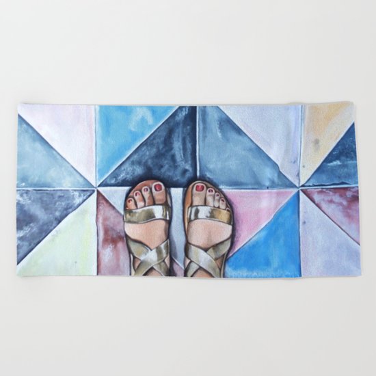Art Beneath Our Feet - Mykonos Beach Towel