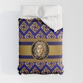 Luxury Medusa Greek Gold & Blue Comforter