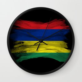 Mauritius flag brush stroke, national flag Wall Clock