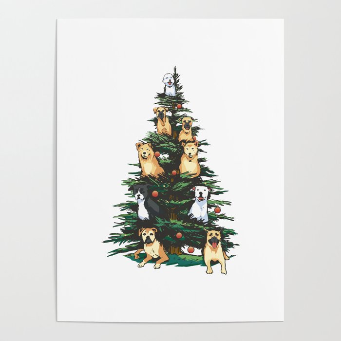 Dog Christmas Tree Poster