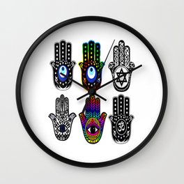 Evil eye hand of Hamsa Wall Clock