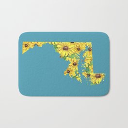 Maryland in Flowers Bath Mat | Nature, Coloredpencil, Yellow, Stateflower, Statesymbols, Statemap, Maps, Floral, Drawing, Illustration 