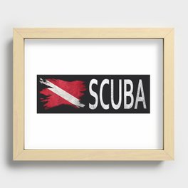 Vintage style scuba flag. Diver down flag Recessed Framed Print