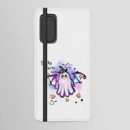 Cute ghost with witch hat spooky colors Android Wallet Case