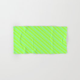 [ Thumbnail: Light Green and Green Colored Stripes/Lines Pattern Hand & Bath Towel ]