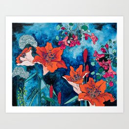 Blooming Night Garden: Twilight Art Print