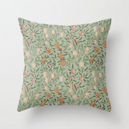 William Morris Vintage Fruit Sage Green  Throw Pillow