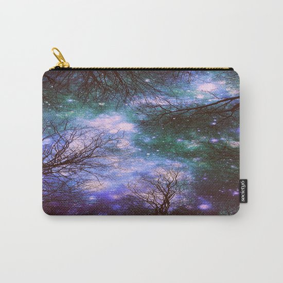 Black Trees Purple Green Space Carry-All Pouch