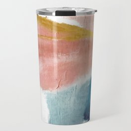 Exhale: a pretty, minimal, acrylic piece in pinks, blues, and gold Travel Mug