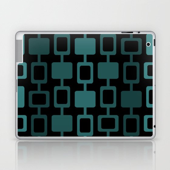 Mid Century Modern Square Columns Black Teal Laptop & iPad Skin