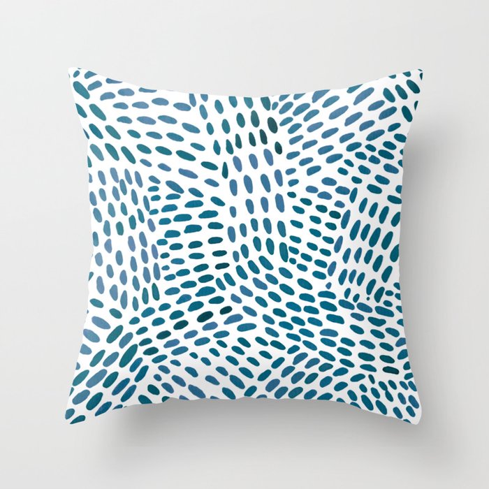 Watercolor  dotted lines - dark blue  Throw Pillow