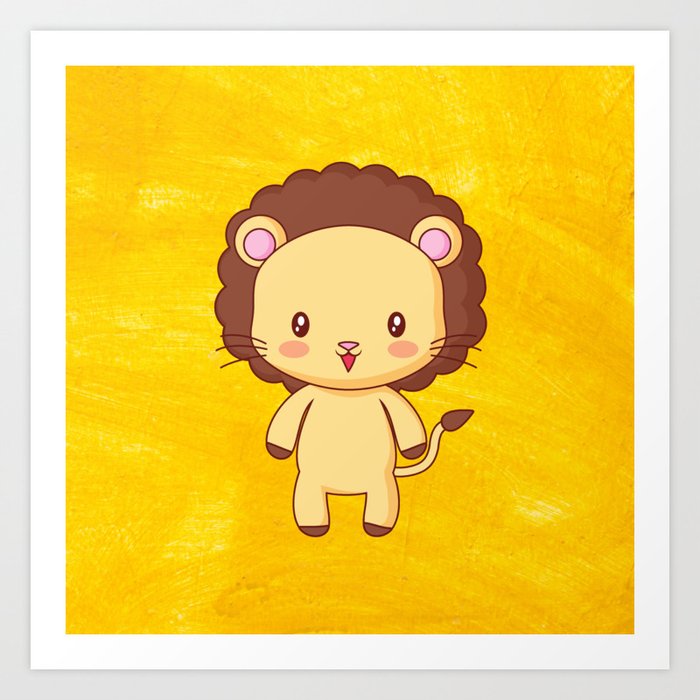 Cute Lion Art Print by Funny World | Society6