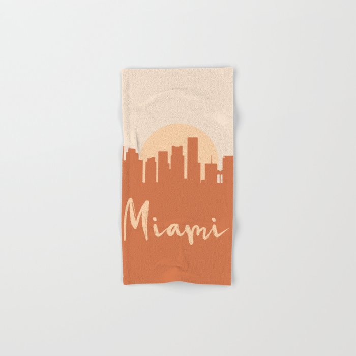 MIAMI FLORIDA CITY SUN SKYLINE EARTH TONES Hand & Bath Towel