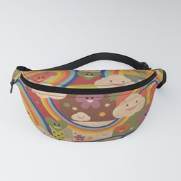 Kitschy Cute Kawaii Rainbows and Happy Clouds Fanny Pack