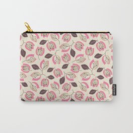 Paper Flowers Carry-All Pouch | Pattern, Sisters, Textures, Floral, Soft, Pink Flowers, Pink, Handrawn, Allover, Backyard 