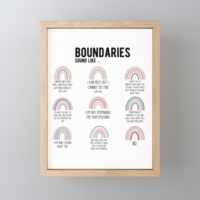 Boundaries Mental Health Reminder for Counselors Framed Mini Art Print