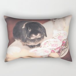 Bunny Morgan with teacups Rectangular Pillow