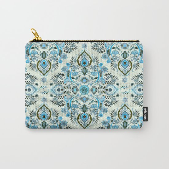Modern Folk in Aqua and Umber Carry-All Pouch