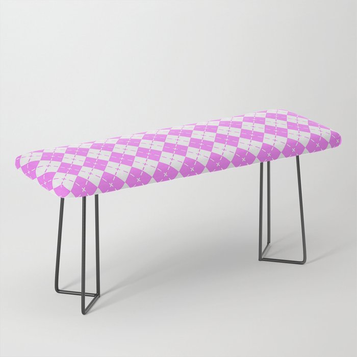 Light Magenta Pink Argyle Diamond Pattern Bench