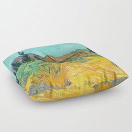 Wooden Cabins among the Olive Trees and Cypresses, 1889 by Vincent van Gogh Floor Pillow