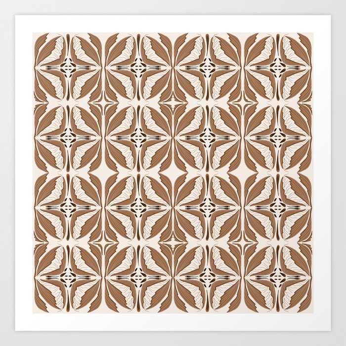 Modern abstract deco motifs pattern - brown Art Print