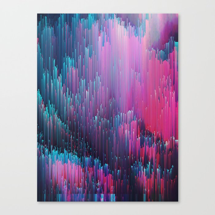 Bold Pink and Blue Glitches Canvas Print