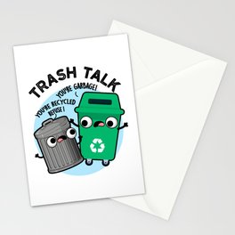 Trash Talk Funny Garbage Bin Pun Stationery Card
