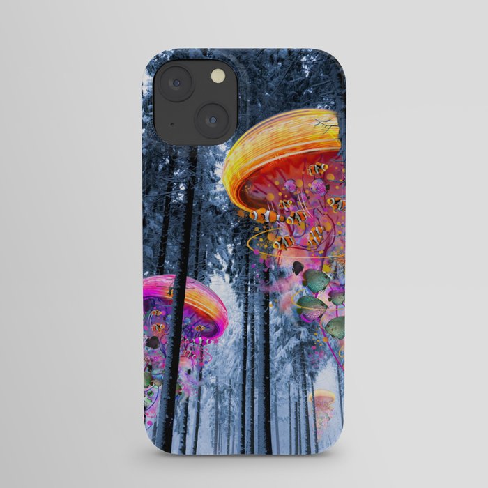 Winter Forest of Electric Jellyfish Worlds iPhone Case