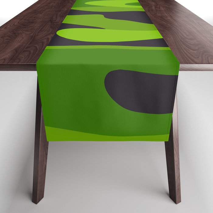Camouflage Pattern Green and Black Military Table Runner