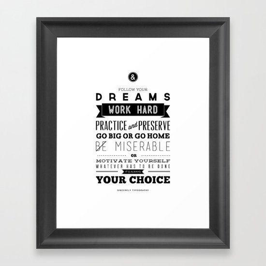 Sincerely Typography Framed Art Print