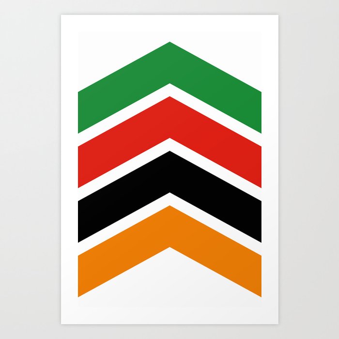 Chevron Zambia Flag Colors Art Print