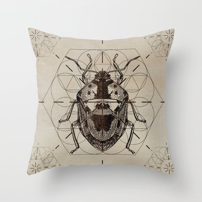 Sacred Geometry Soldier Bug Throw Pillow