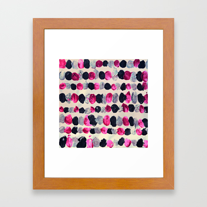 Beads Of Black Pink Silver Abstract Painting Framed Art Print