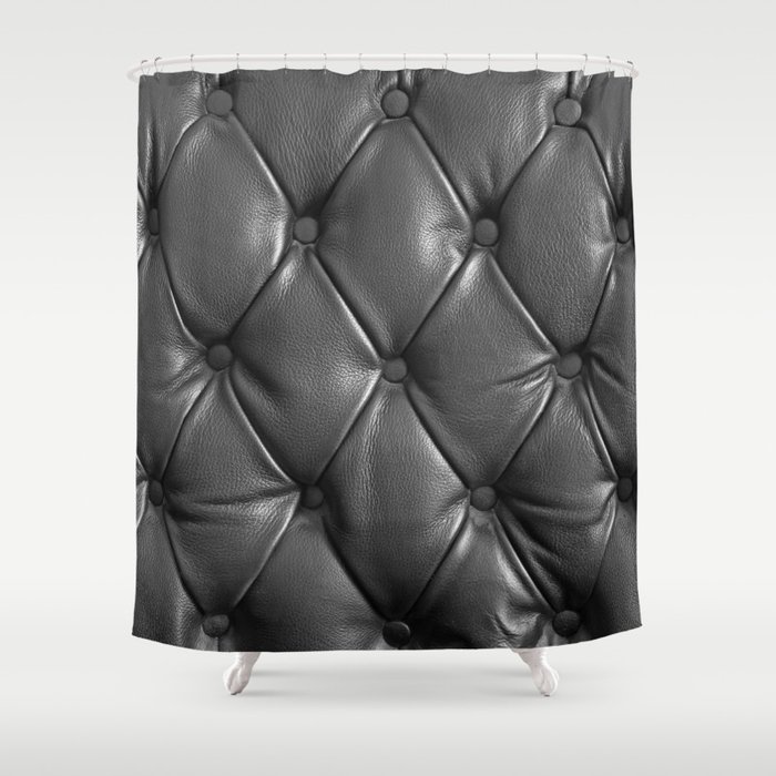 pattern of black genuine leather texture using as background Shower Curtain