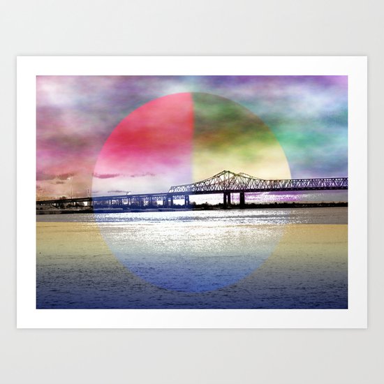 Crescent City Connection Bridge Art Print
