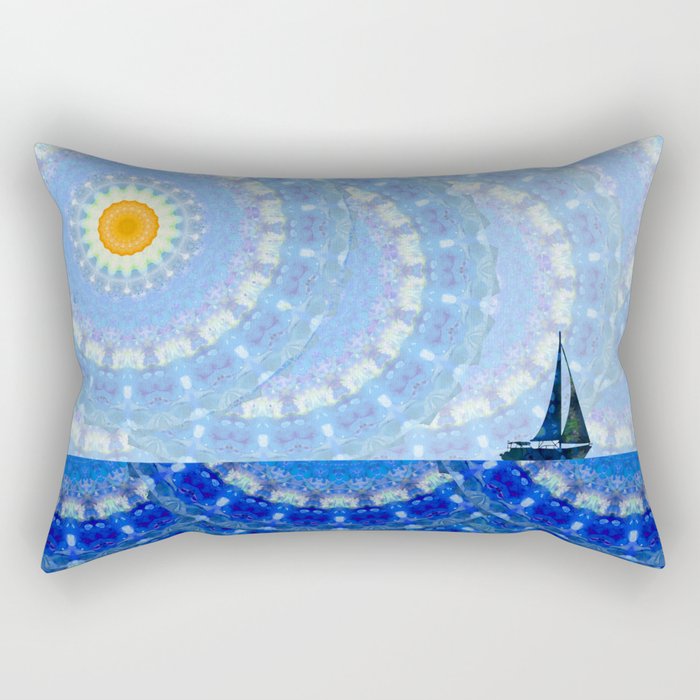 Blue Sailboat Art Trade Winds Rectangular Pillow