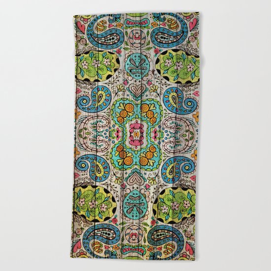 Kashmir on Wood 03 Beach Towel