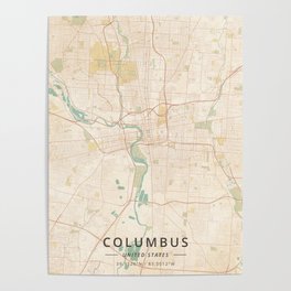 Columbus, United States - Vintage Map Poster