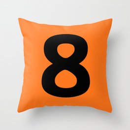 Number 8 (Black & Orange) Throw Pillow