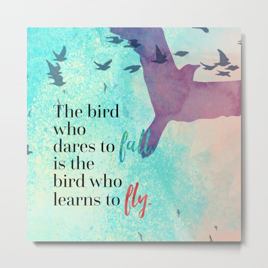 Learn To Fly Motivational Quote Metal Print