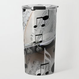 music notes white black clarinet Travel Mug