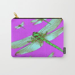 PANTENE ULTRA VIOLET PURPLE EMERALD DRAGONFLIES ART Carry-All Pouch | Digital Manipulation, Insectart, Purple, Greeninsects, Pantenepurple, Greendragonflies, Nature, Drawing, Colored Pencil, Digital 