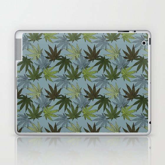 cannabis weed marihuana leaves botanical plants mint Laptop & iPad Skin
